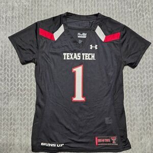 Under Armour Texas Tech Red Raiders #1 Football Jersey Black Womens Small SM‎